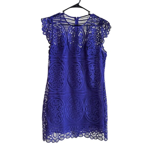 Elie Tahari Plum Lace Fit & Flare Sleeveless Dress Size 16 Elegant Design - Picture 2 of 10